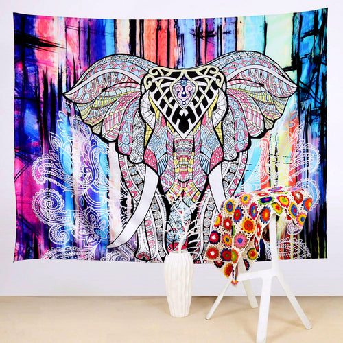 Vibrant Elephant Mandala Tapestry