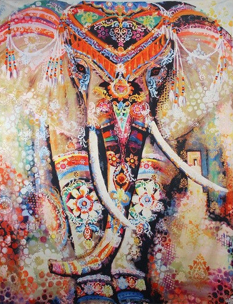 Orange Elephant Mandala Tapestry