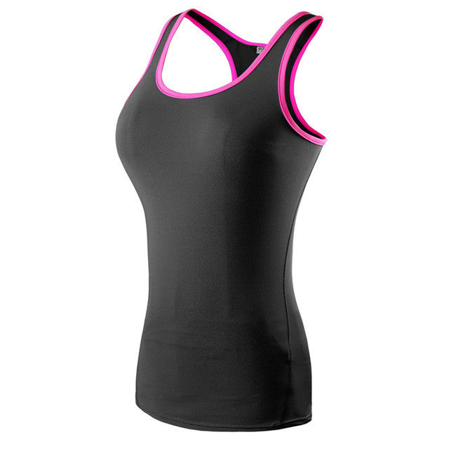 Black With Pink Piping Free Flow Yoga Tank Top