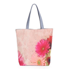 Pink Floral Printed Canvas Fashion Tote Bag