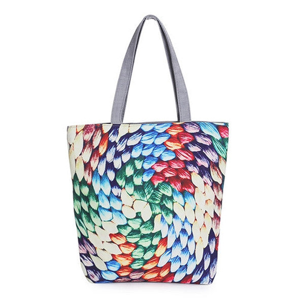 Macaron Spiral Printed Canvas Fashion Tote Bag