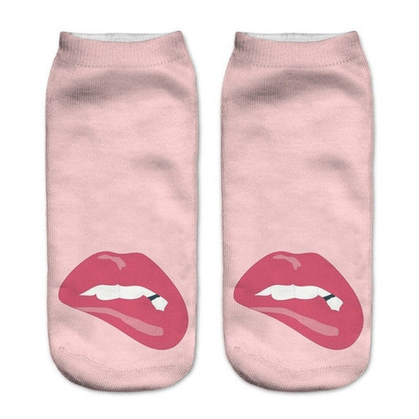 Fat Lips Low Cut 3D Printed Ankle Socks
