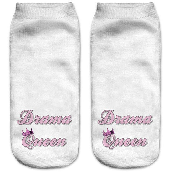 Drama Queen Low Cut 3D Printed Ankle Socks