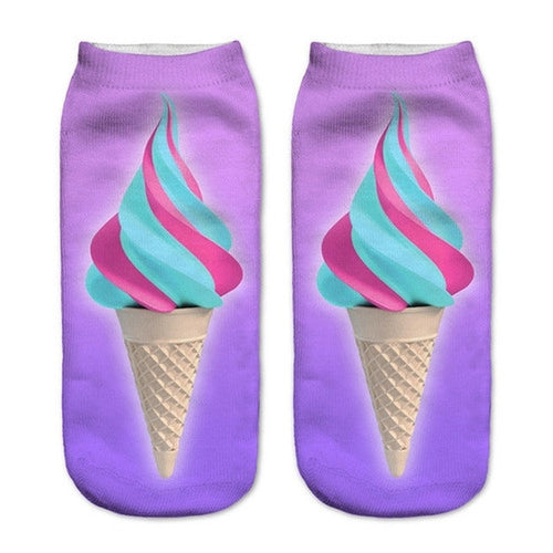 Unicorn Cone Low Cut 3D Printed Ankle Socks
