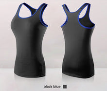 Black with Blue Piping Free Flow Yoga Tank Top