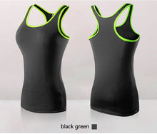 Black with Green Piping Free Flow Yoga Tank Top