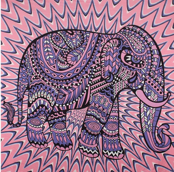 Pink Elephant Mandala Tapestry