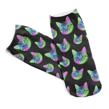 Trippy Kitty Low Cut 3D Printed Ankle Socks