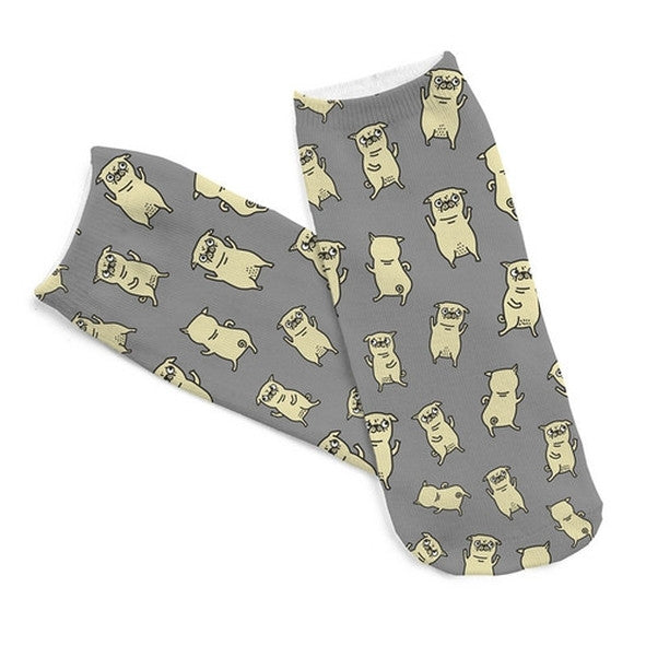 Pig Dog Low Cut 3D Printed Ankle Socks